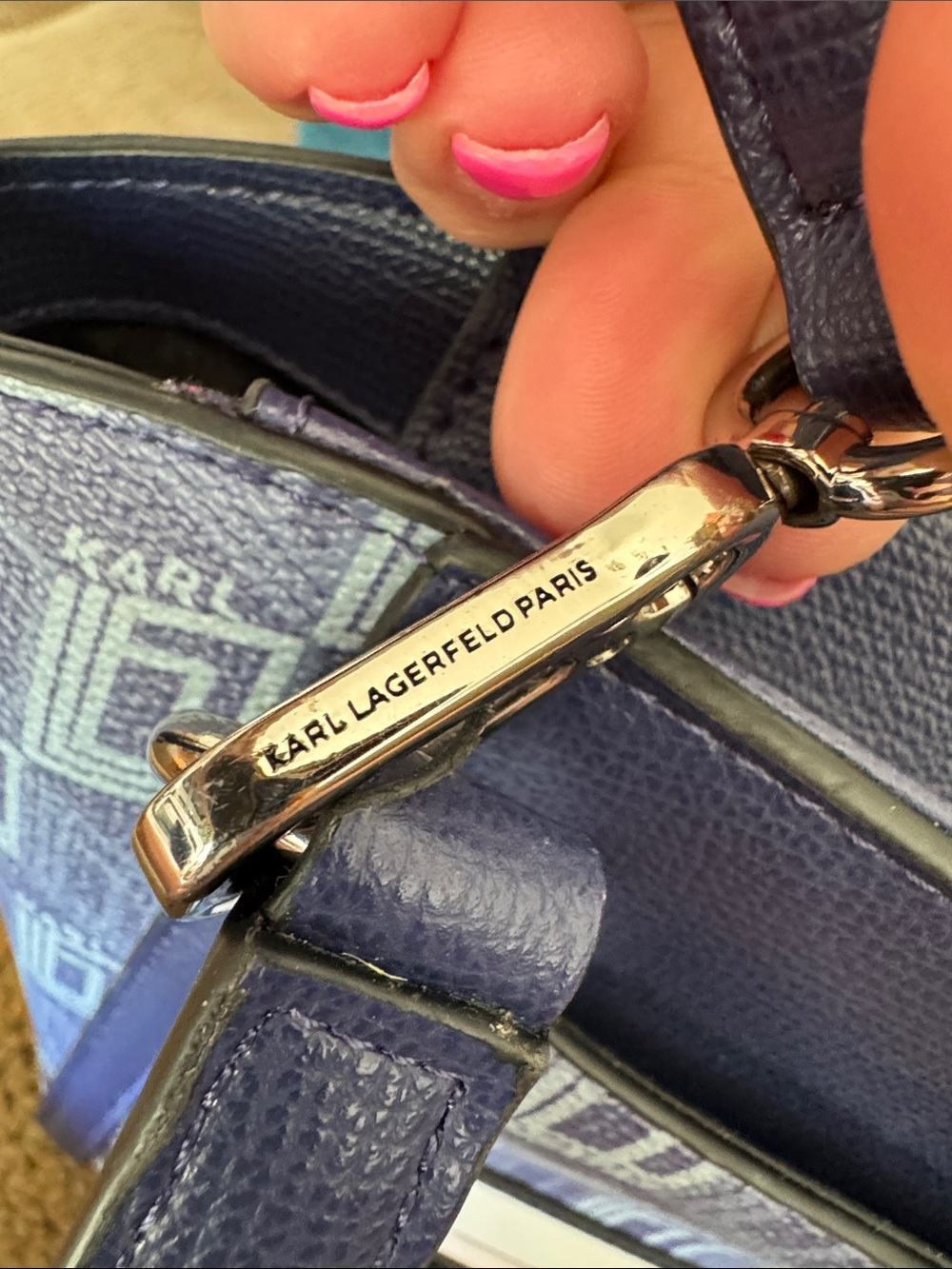 Karl Lagerfeld Purple/Blue Logo Jacquard Satchel with Icon Patch - Picture 7 of 9